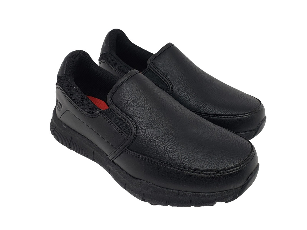 Skechers Work Nampa Womens Size 5.5 W Black Slip On Slip Resistant Loafer Shoes